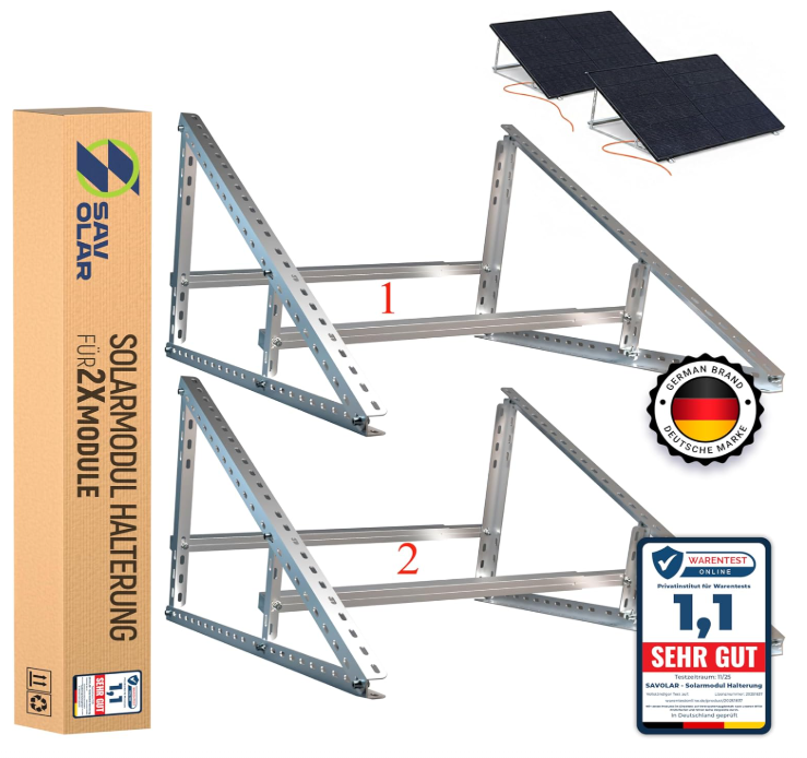 Premium Solar-Halterung Set (2 Stück) – Verstellbarer Winkel 0-90° für Balkonkraftwerke